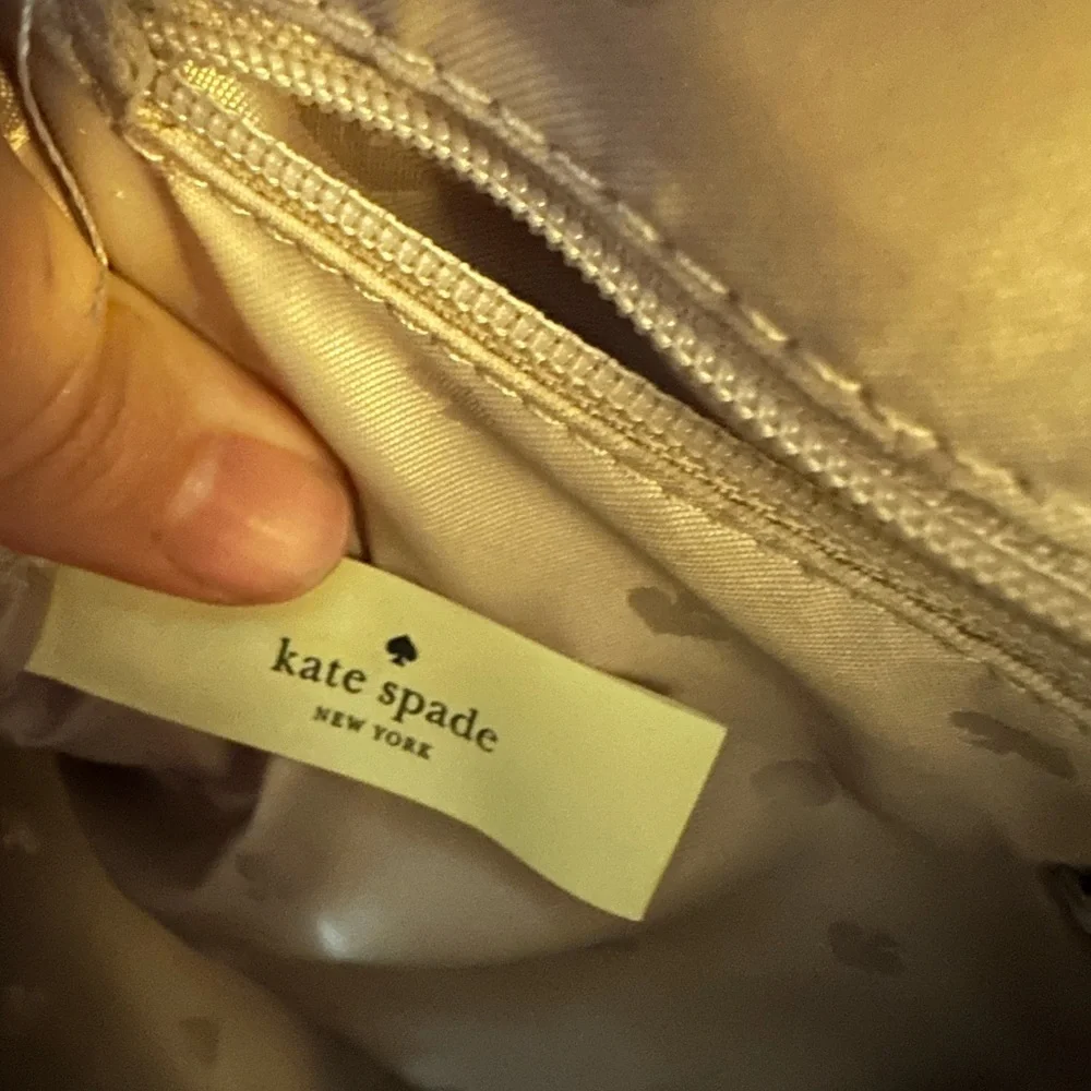 Kate Spade Metallic Champagne Saffiano Leather Dome Satchel Handbag